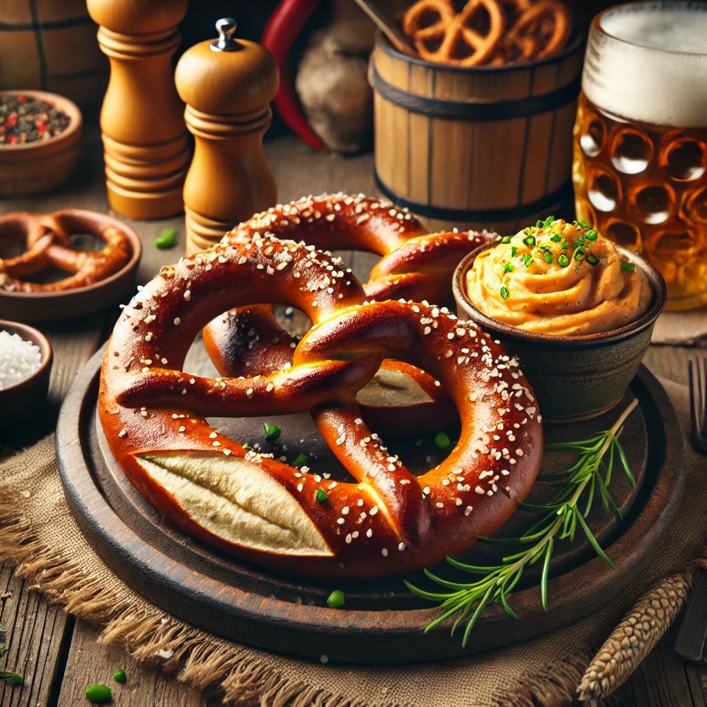 Gegrillte Brezn mit Obatzda