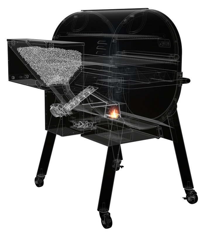 Die Pelletrutsche und Förderschnecke des Smoke Fire Pelletgrills sind ein einzigartiges funktionelles Design