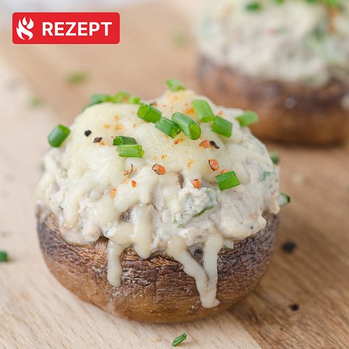 Mit Frischkäse gefüllte Champignons
