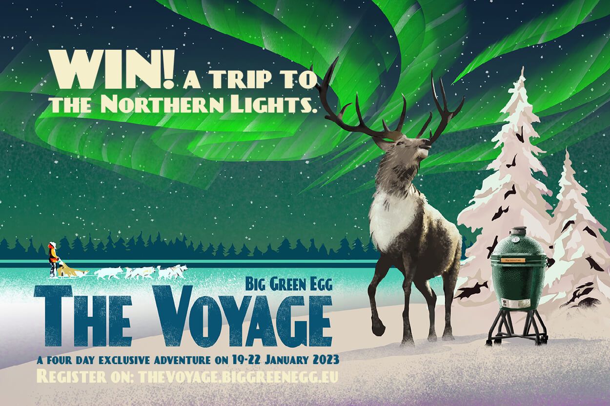 Gewinnen sie eine Reise für 2 nach Lappland beim Kauf von Big Green Egg Artikeln bei Grills.de im Wert von 250€