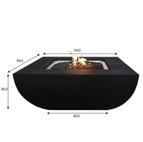 Gardenforma Gas Feuerstelle Itasy, Beton-Optik schwarz, aus Faserbeton