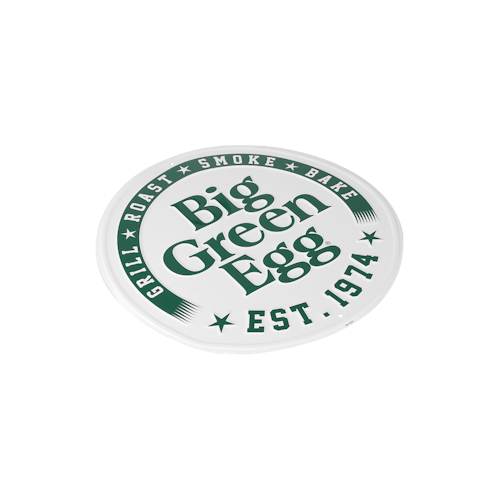 Big Green Egg Texttafel rund weiß - Est. 1974