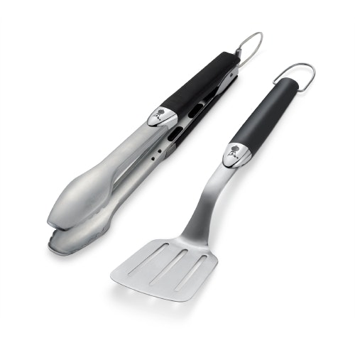 Weber Premium Grillbesteck Kompakt - 2-teilig, Edelstahl, Schwarz