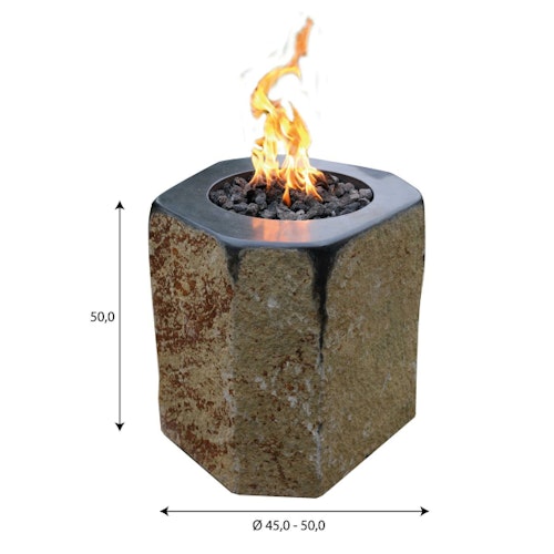 Gardenforma Gas Feuerstelle Derby aus Basalt Naturstein schwarz/braun