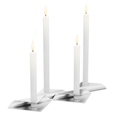 höfats Kerzenhalter-Set SQUARE CANDLE silber 4 Stück