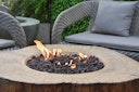 Vorschaubild Gardenforma Sitzgruppen -Set: Gas Feuerstelle Manchester aus Faserbeton in Baumstammoptik, redwood & 4x Hocker