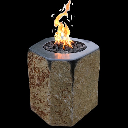 Gardenforma Gas Feuerstelle Derby aus Basalt Naturstein schwarz/braun