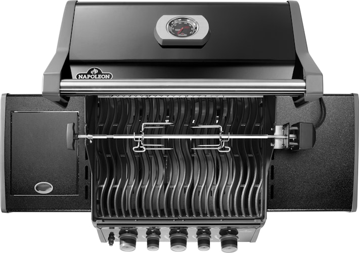 NAPOLEON Gasgrill Rogue 425 mit Heck- und Seitenbrenner, Schwarz, inkl. Drehspieß