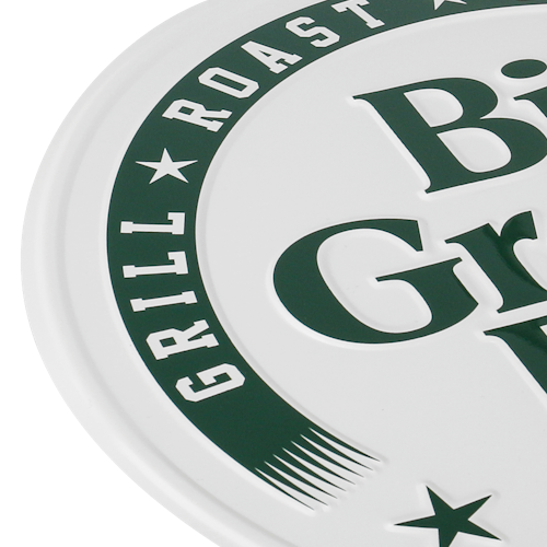 Big Green Egg Texttafel rund weiß - Est. 1974