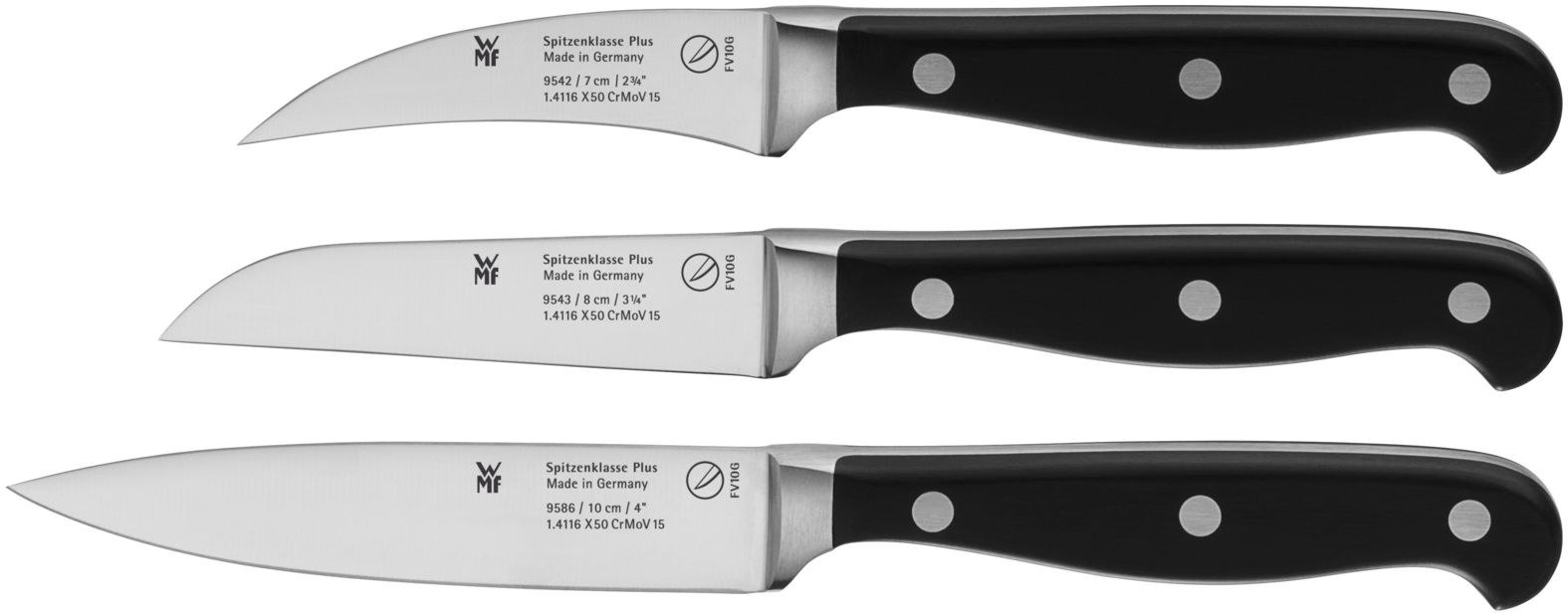 WMF Spitzenklasse Plus Obst-/Gemüsemesser Vorteils Set 3-teilig