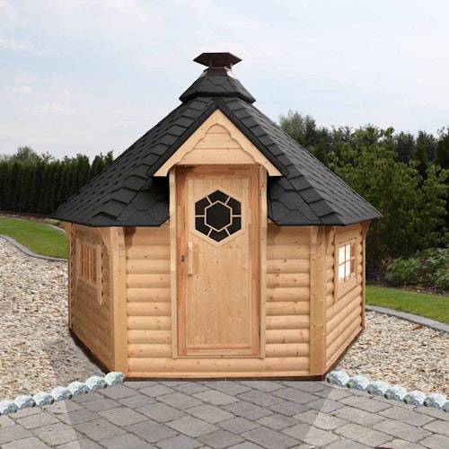 Wolff Finnhaus Grillkota 9 de luxe inkl. Grillanlage (B)