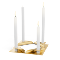 höfats Kerzenhalter-Set SQUARE CANDLE gold 4 Stück