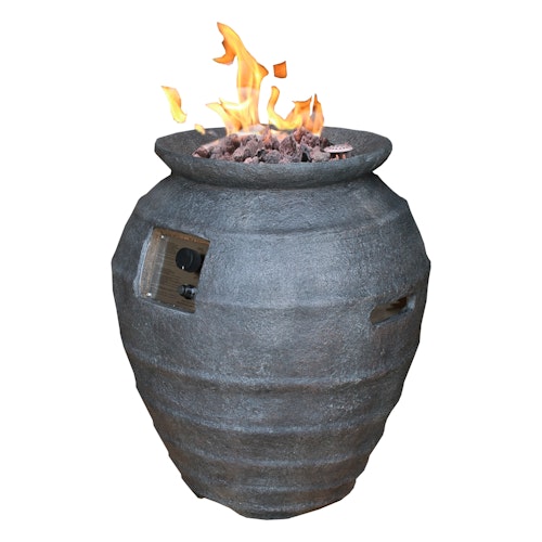 Gardenforma Gas Feuerstelle Katla, Keramik Antik anthrazit, Faserbeton